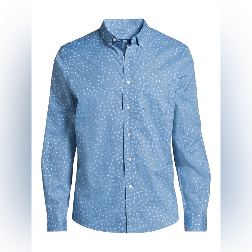George Men's & Big Men's Long Sleeve Poplin Button-Up Shirt, Size  3XL(54-56)